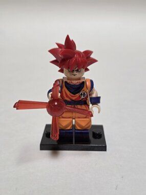 Dragon ball Z Super Saiyan God Goku Minifigure Custom lego compatible